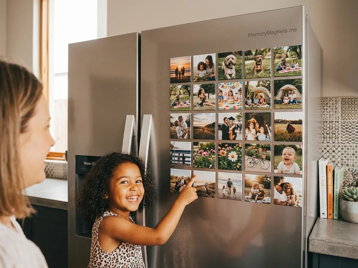 custom photo magnets kept in view as printed keepsakes